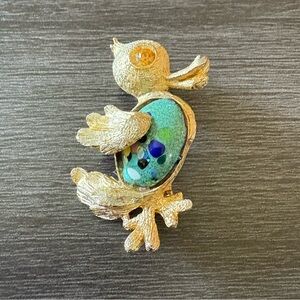 Vintage Designer Signed Dodds Mid Century Modern Jelly Belly Duck Brooch Pin